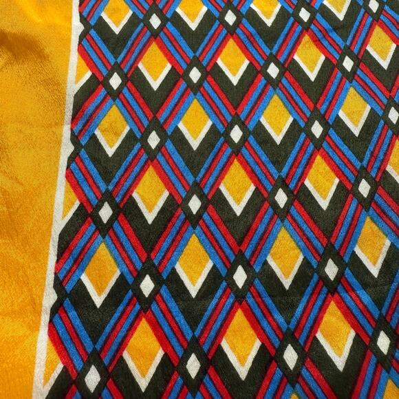 Vintage Geometric Silk Oblong Scarf Gold Retro Glam Diamond Print 41.5 x 12.5 in - Picture 12 of 13